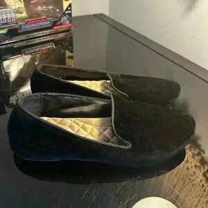 Birdies Starling Women's Black Suede Slip On Ballet Flat Loafer Shoes Size 7